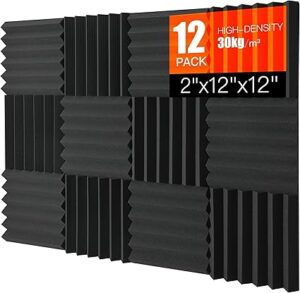 12 panneaux de mousse d'insonorisation autocollants 12" x 2" haute densité pour murs avec conception