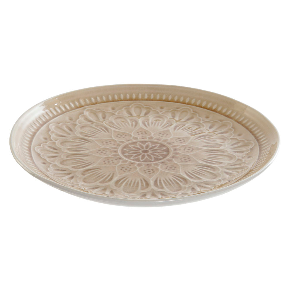 Diaytar Sénégal Assiette plate DKD Home Decor Crème Mandala Grès (27 x 27 x 3 cm) 