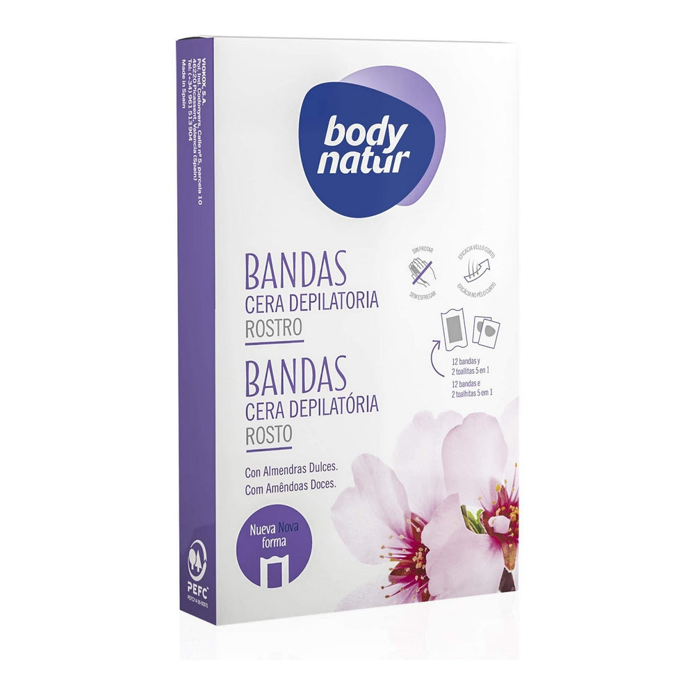 Diaytar Sénégal Bandes d'épilation pour le visage Bodynatur Huile d'Amande (12 uds) 