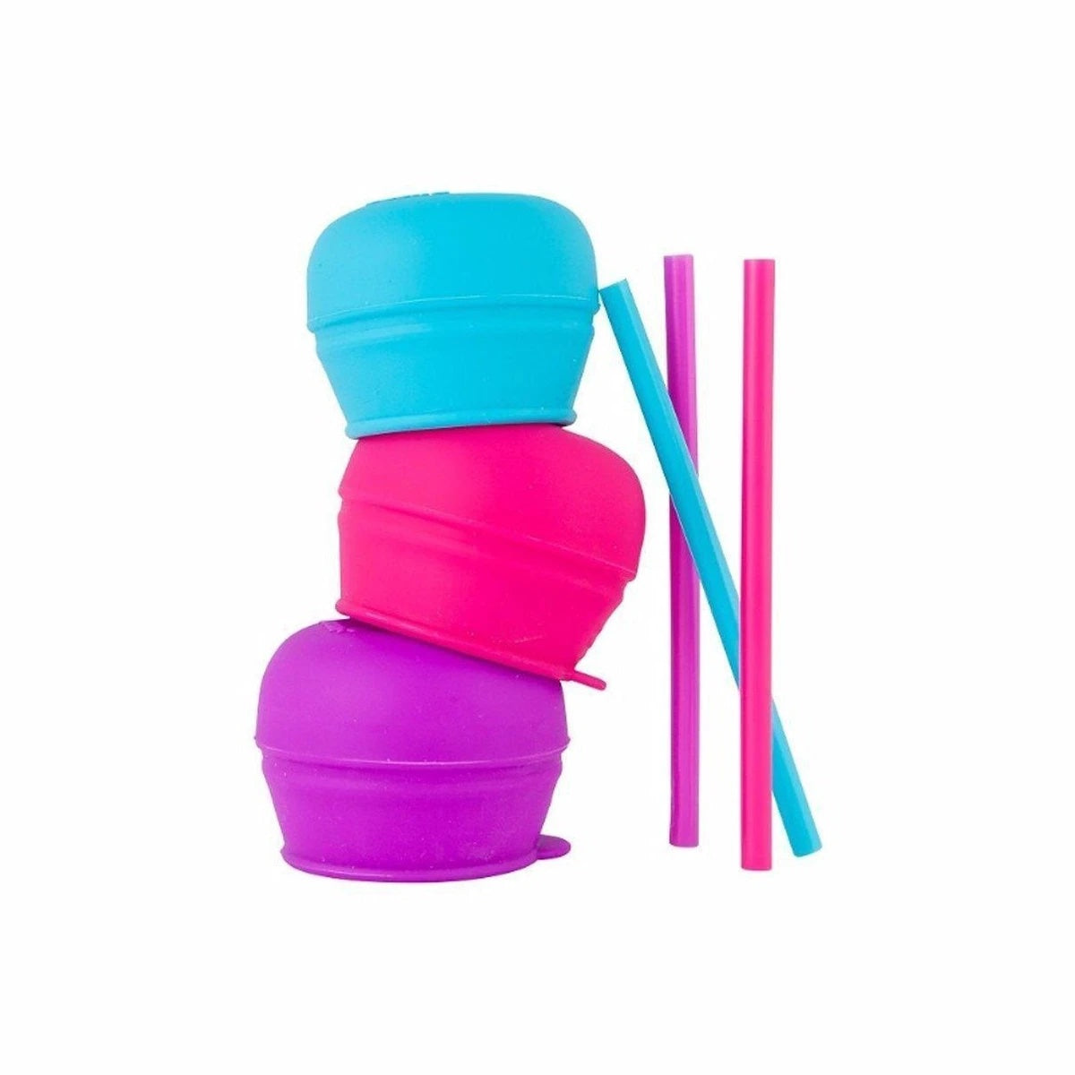 Diaytar Sénégal boon snug straw - 3 couvercles + 3 pailles en silicone rose/violet/bleu - default title a-table,boon,puericulture,Repas