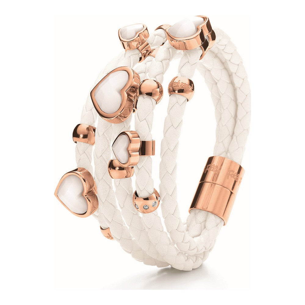 Diaytar Sénégal Bracelet Femme Folli Follie 3B0T010RWW Cuir Blanc (18 cm) 