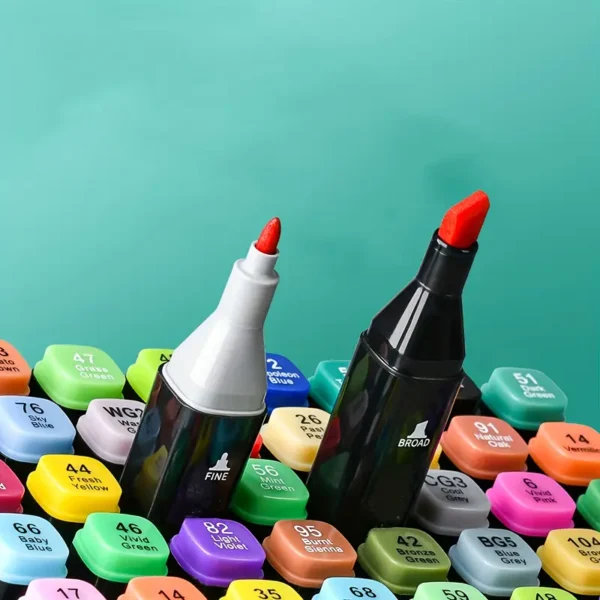Ensemble de marqueurs à alcool double pointe de 80 couleurs marqueurs polyvalents – Image 2