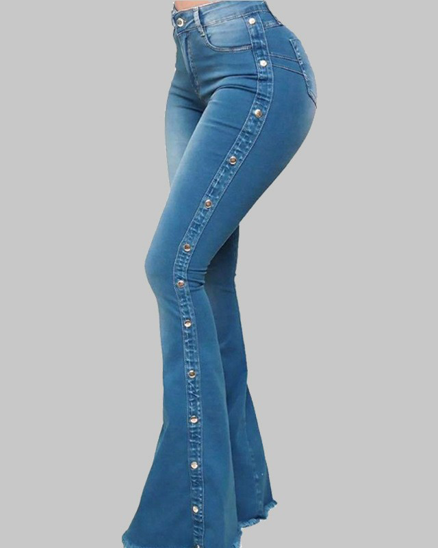  Jean évasé extensible taille haute