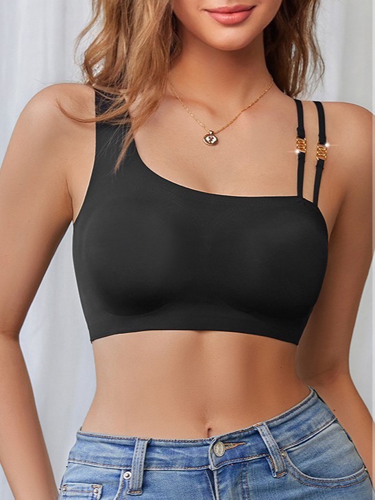 Débardeur de sport froncé non marquant, soutien-gorge sans fil