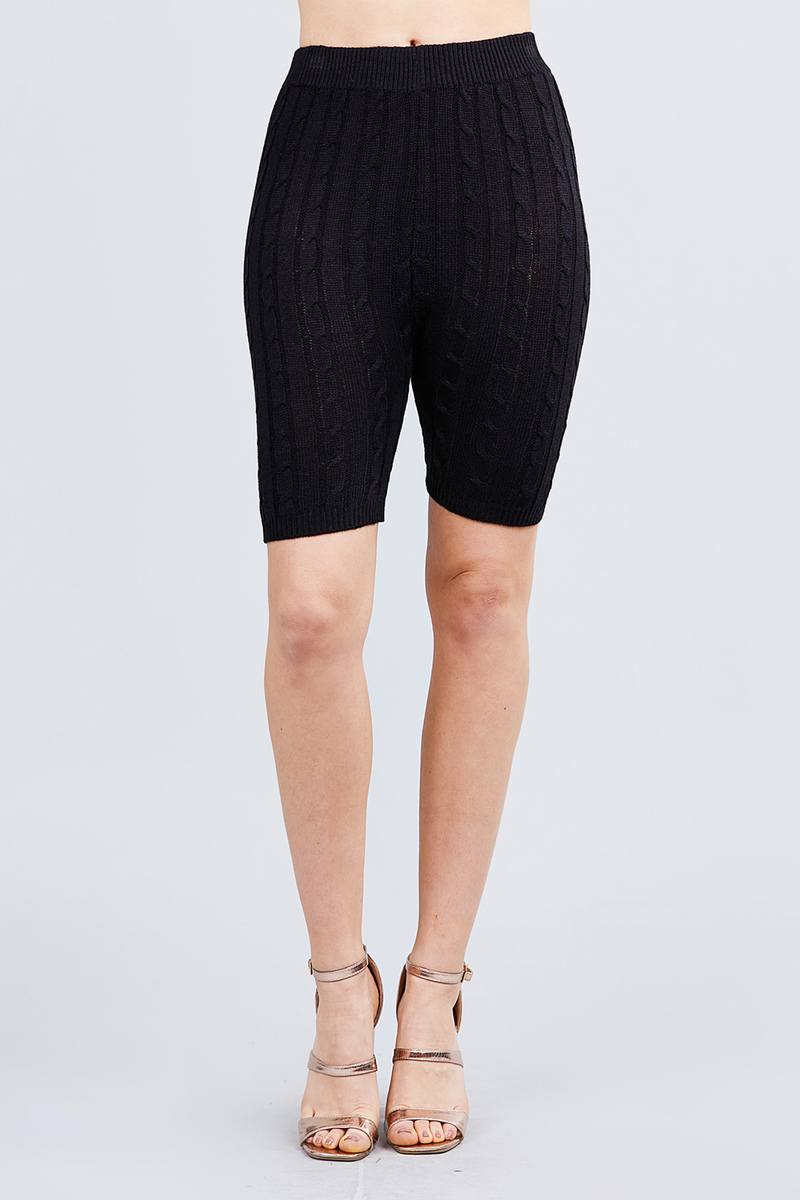 Bermuda longueur pull effet torsadé