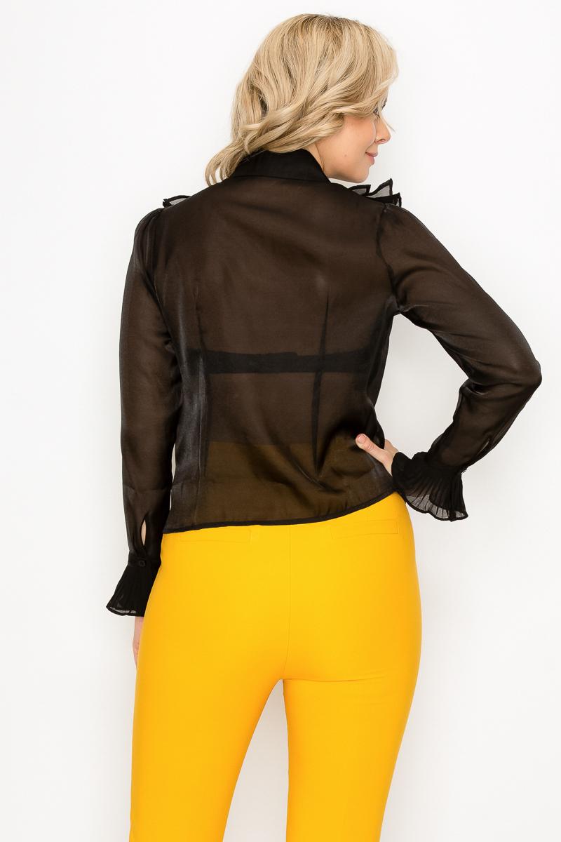 Blouse à manches longues et bordure à volants