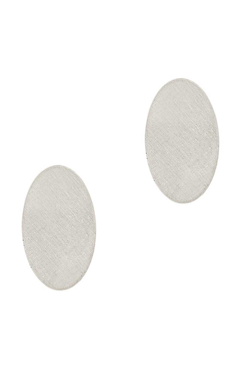 Boucle d'oreille à tige en métal à texture ovale