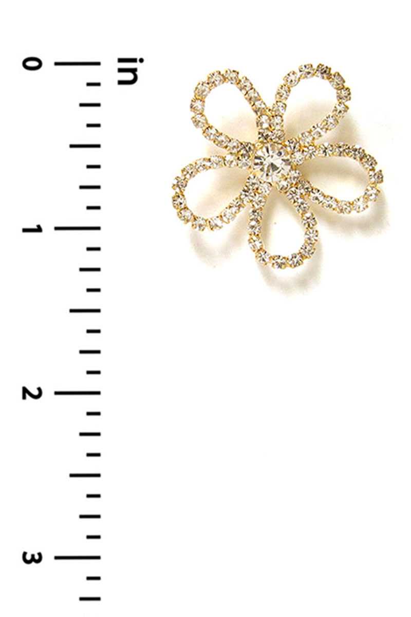 Boucle d'oreille à tige en strass et fleurs