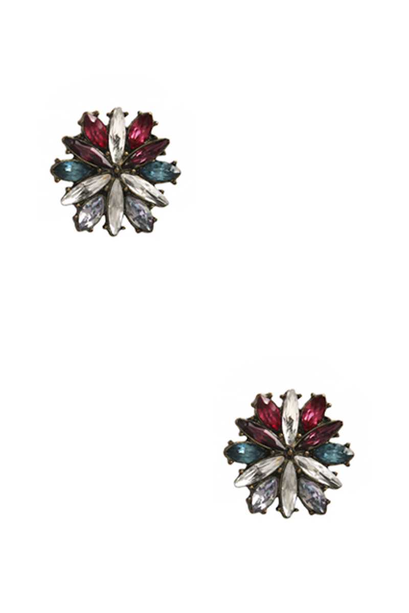 Boucle d'oreille à tige fleur en pierre