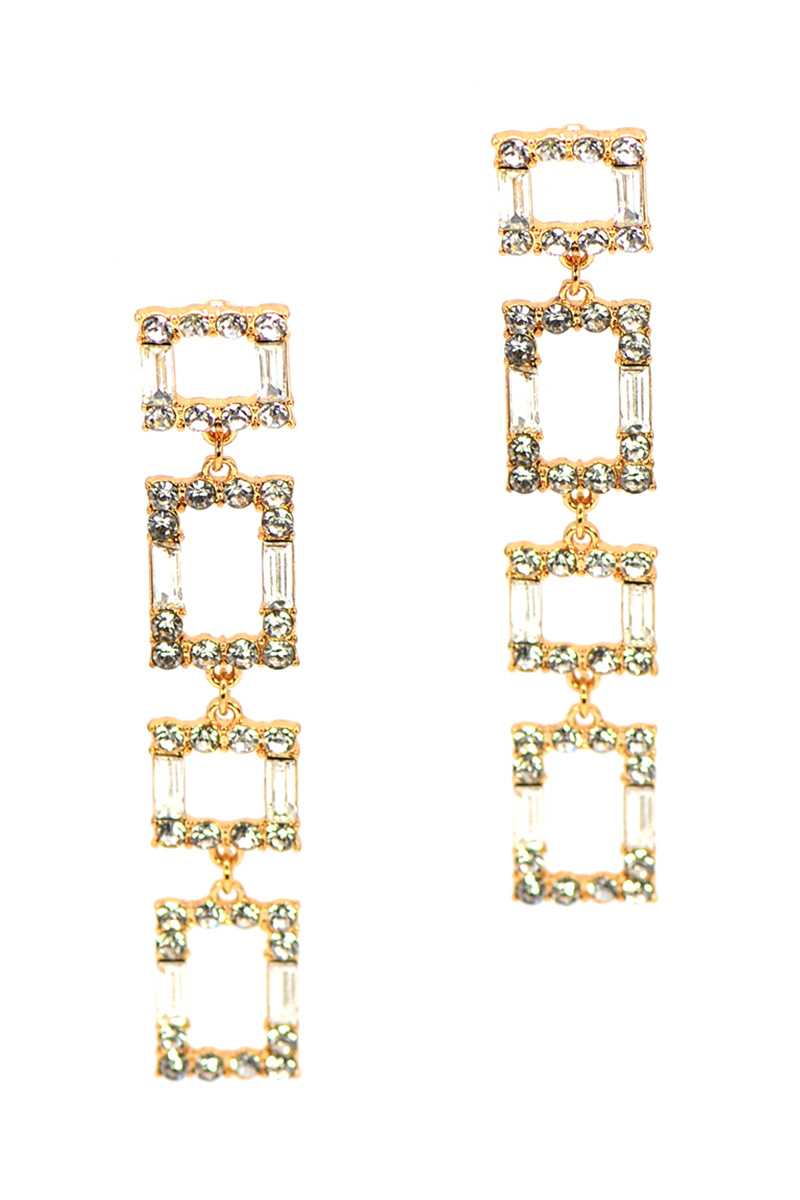 Boucle d'oreille carrée en strass