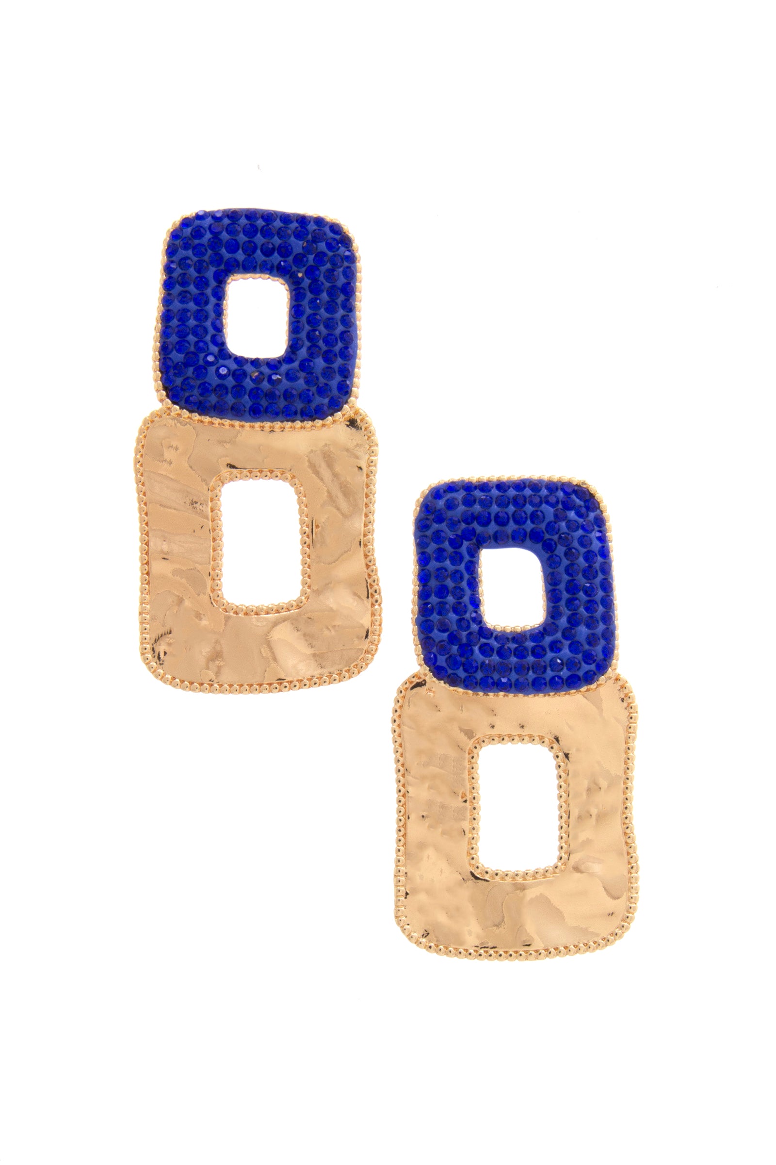 Boucle d'oreille double carrée en strass