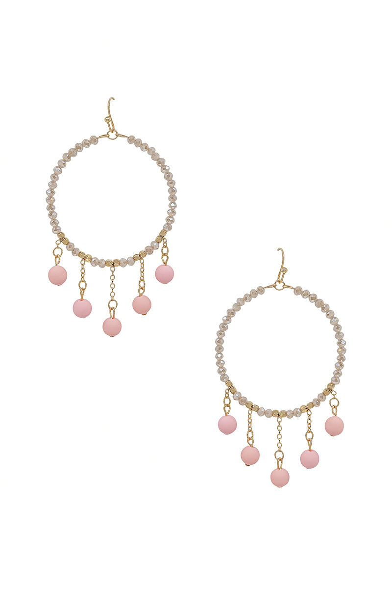Boucle d'oreille en perles rondes avec breloque boule d'argile