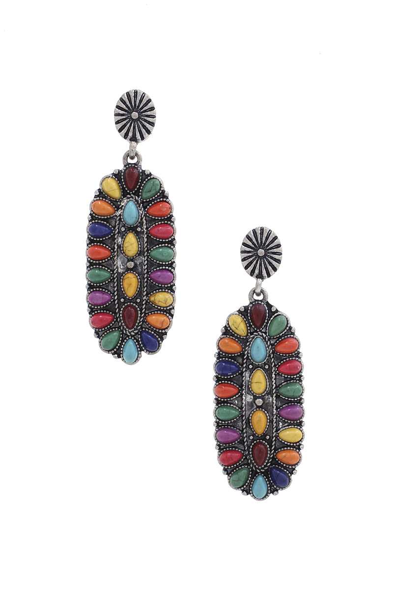 Boucle d'oreille ovale de style occidental