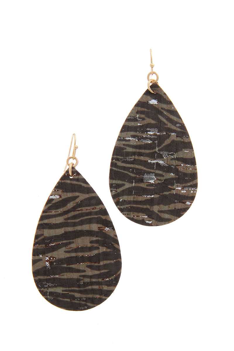 Boucle d'oreille pendante en forme de larme à imprimé animal