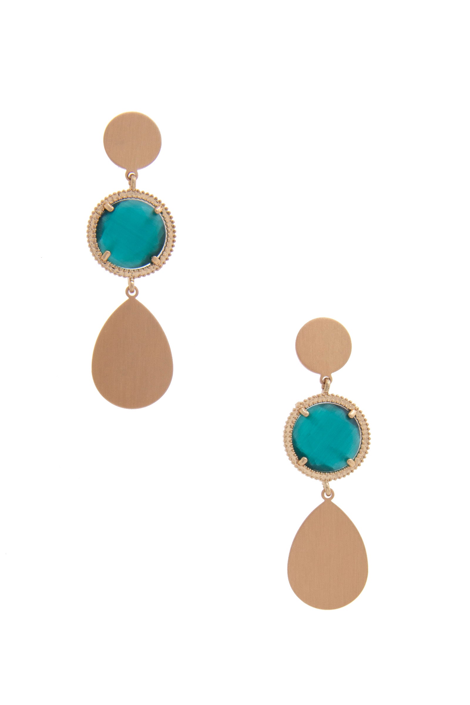 Boucle d'oreille pendante en forme de larme avec gemme ronde