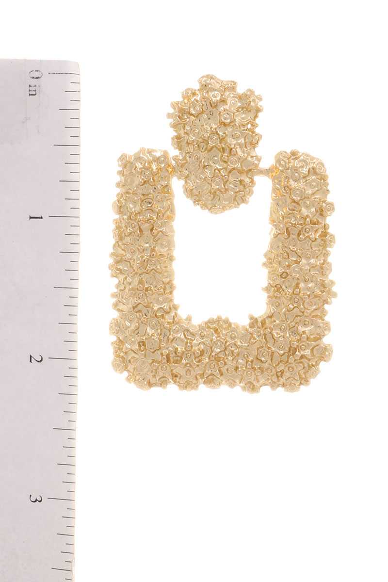 Boucle d'oreille pendante en métal géométrique rectangulaire doré
