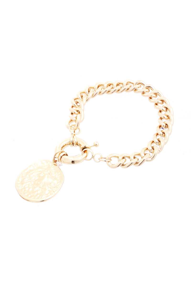 Bracelet chaîne à maillons à breloques rondes en métal