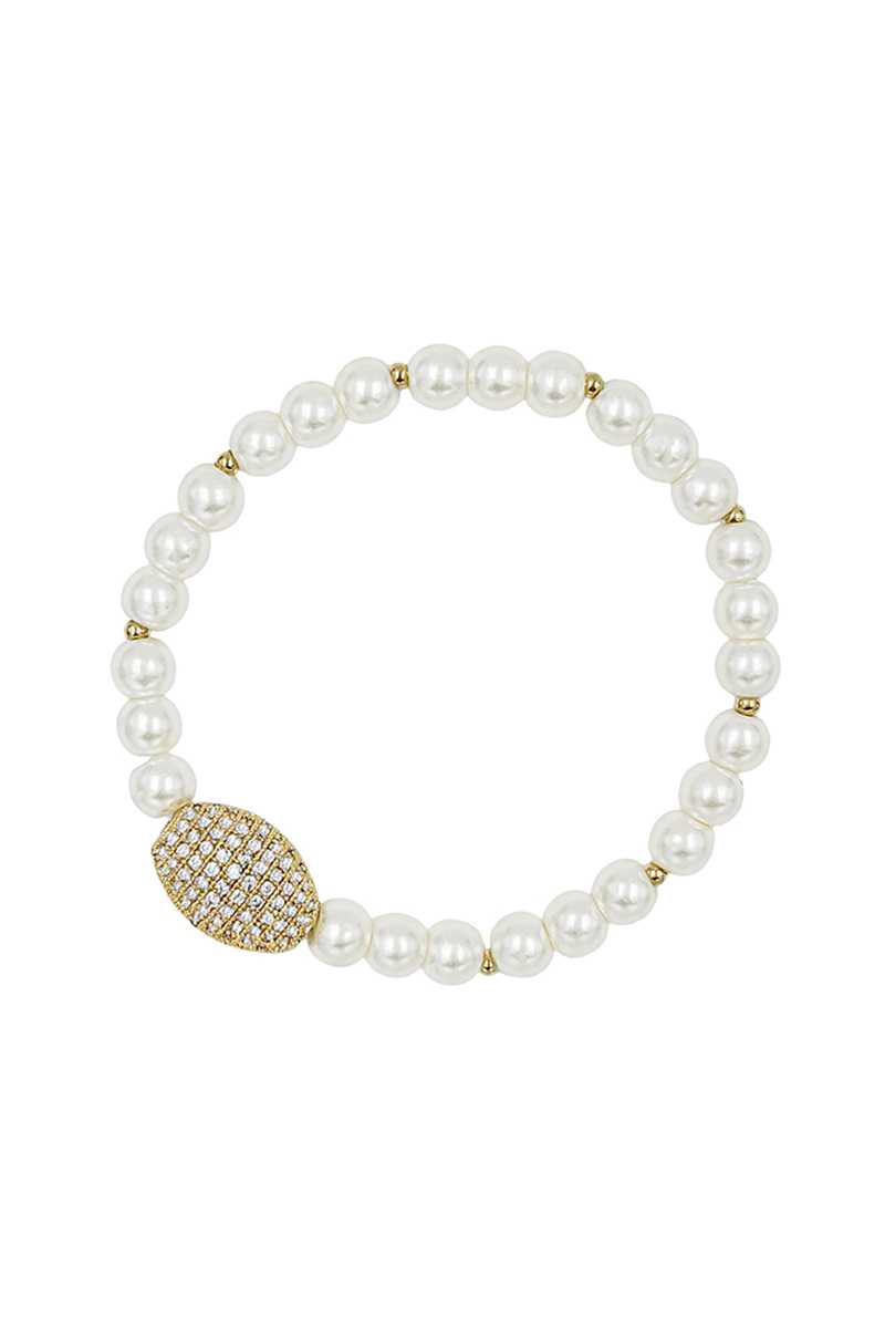 Bracelet extensible en perles de strass ovales en métal