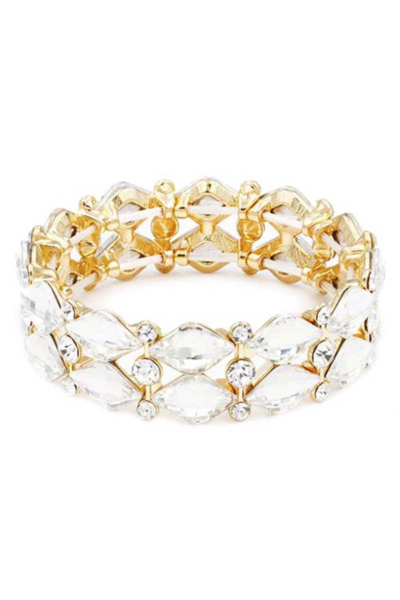 Bracelet extensible en pierre de couleur cristal