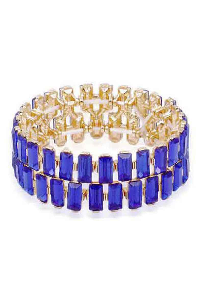 Bracelet extensible rectangulaire en strass
