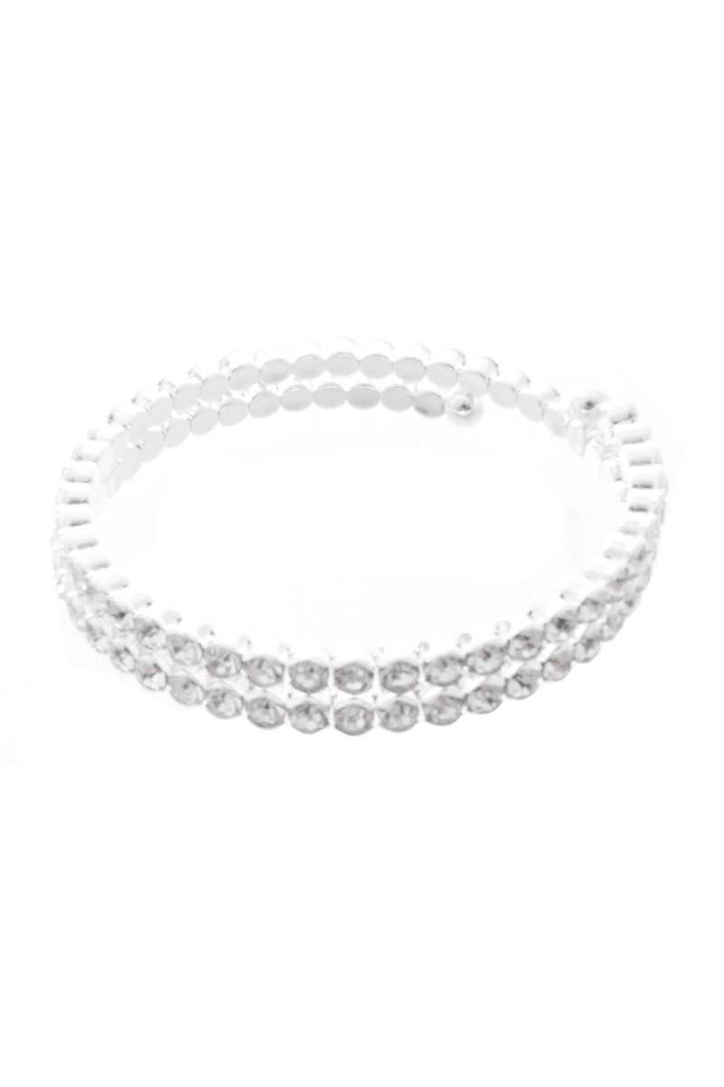 Bracelet jonc flexible en strass à 2 lignes