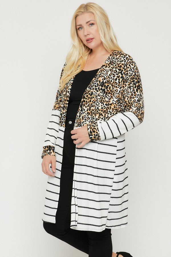 Cardigan manches longues imprimé rayé