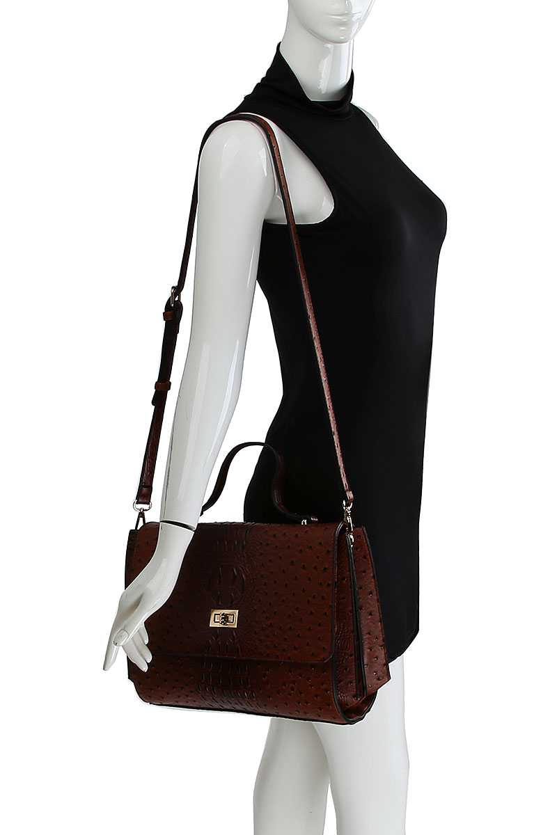 Cartable à motif croco de mode moderne avec longue sangle