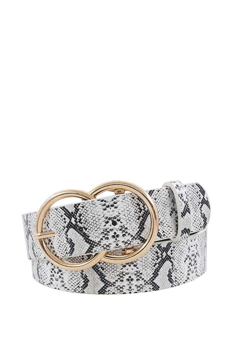 Ceinture à boucle à double anneau à motif python tendance