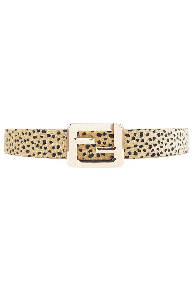 Ceinture à boucle avec lettre carrée à la mode léopard