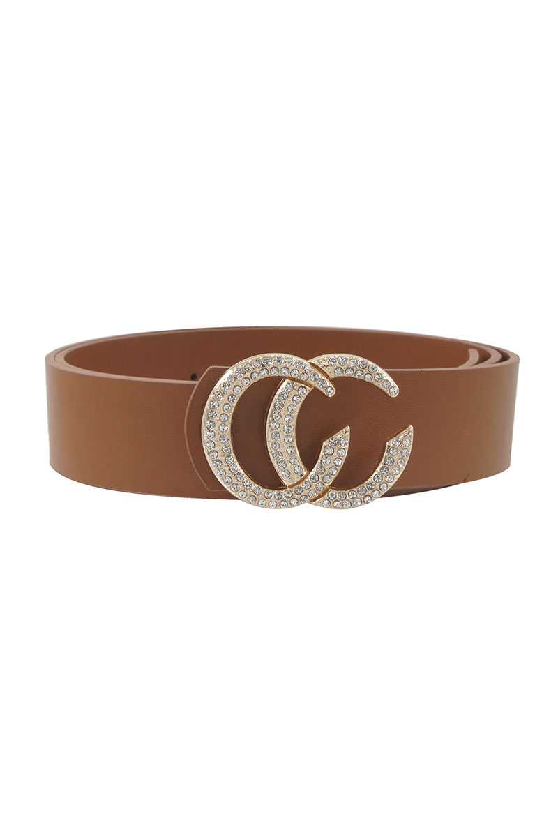 Ceinture à boucle en métal pavé de strass