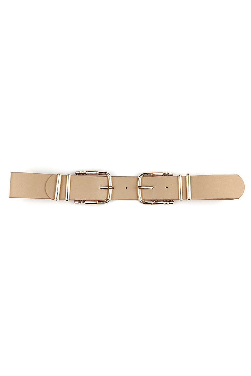 Ceinture à boucle lisse en métal double face