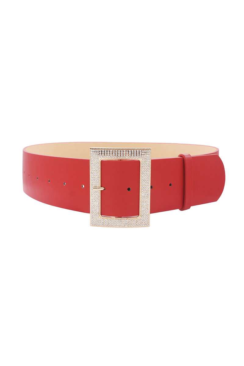 Ceinture à boucle rectangulaire en strass