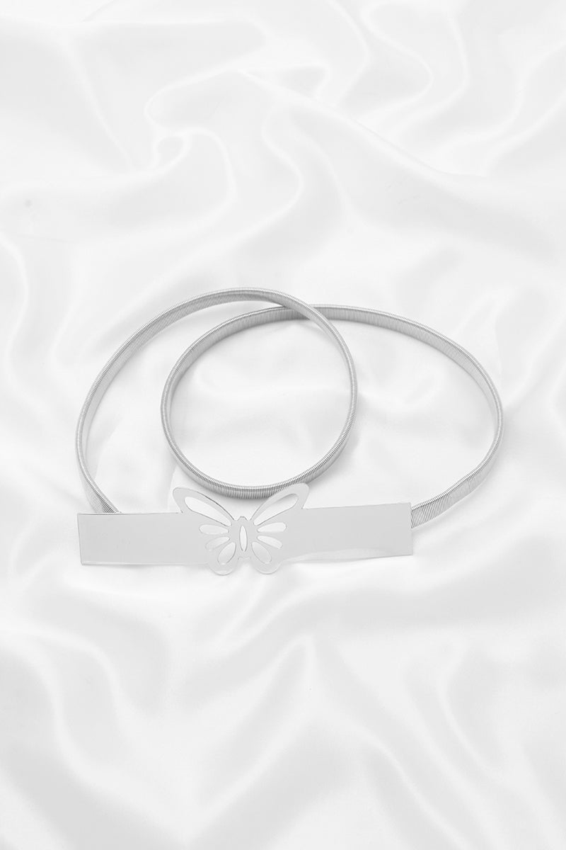 Ceinture élastique extensible en métal avec barre papillon unie