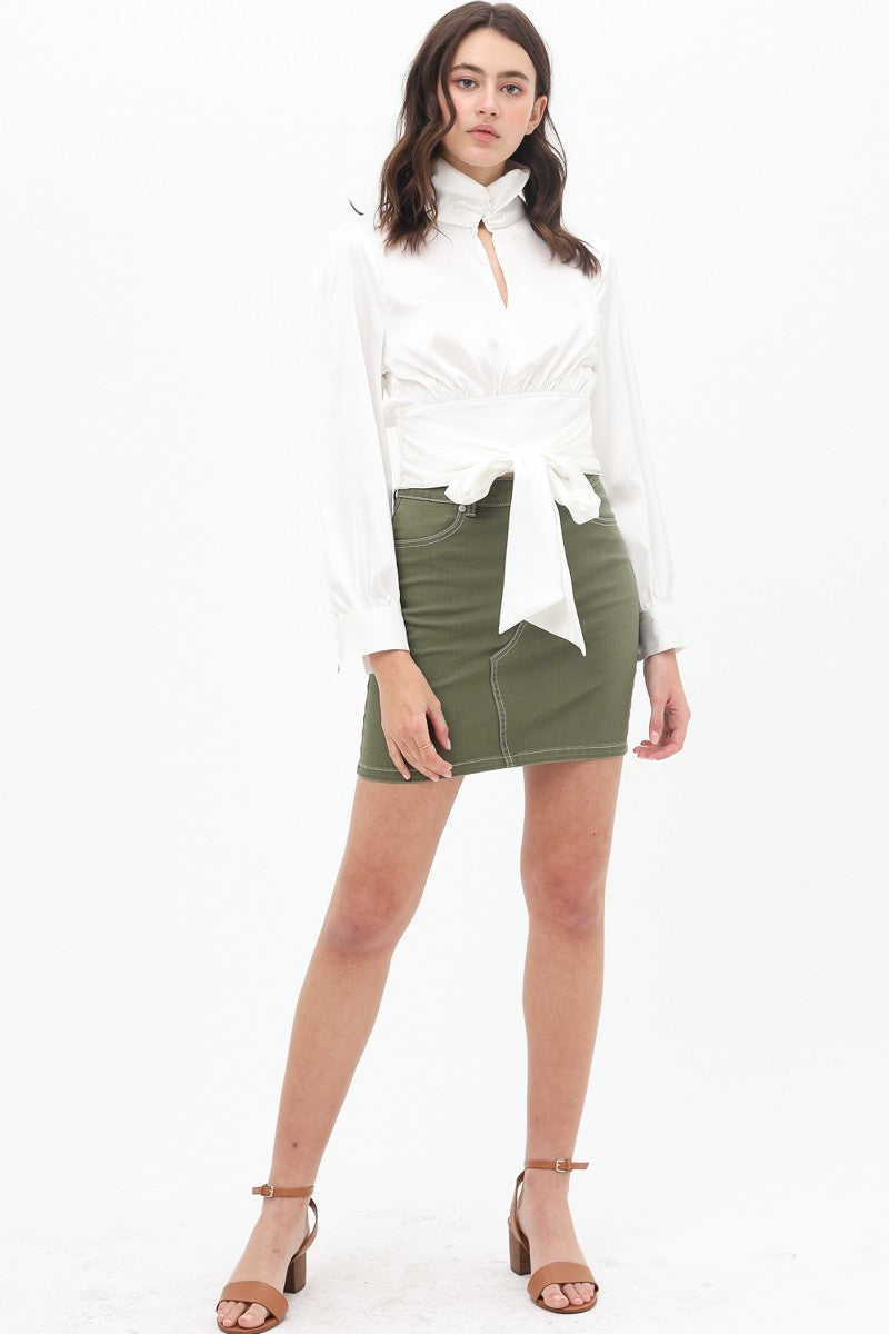 Chemise chemisier avec lien à la taille sur le devant