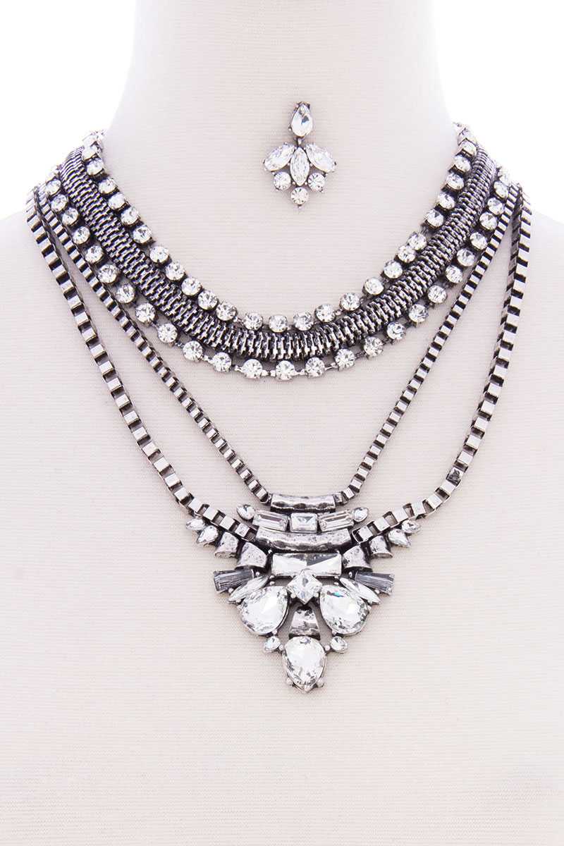 Chunky Antique Boho Bohemian Statement Collier Boucle d’oreille Ensemble