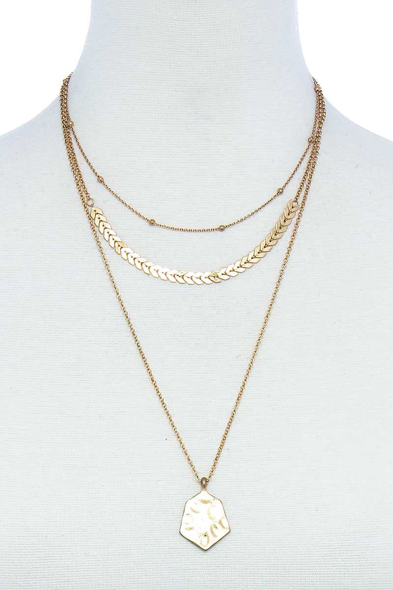 Collier à chaîne et pendentif à trois couches