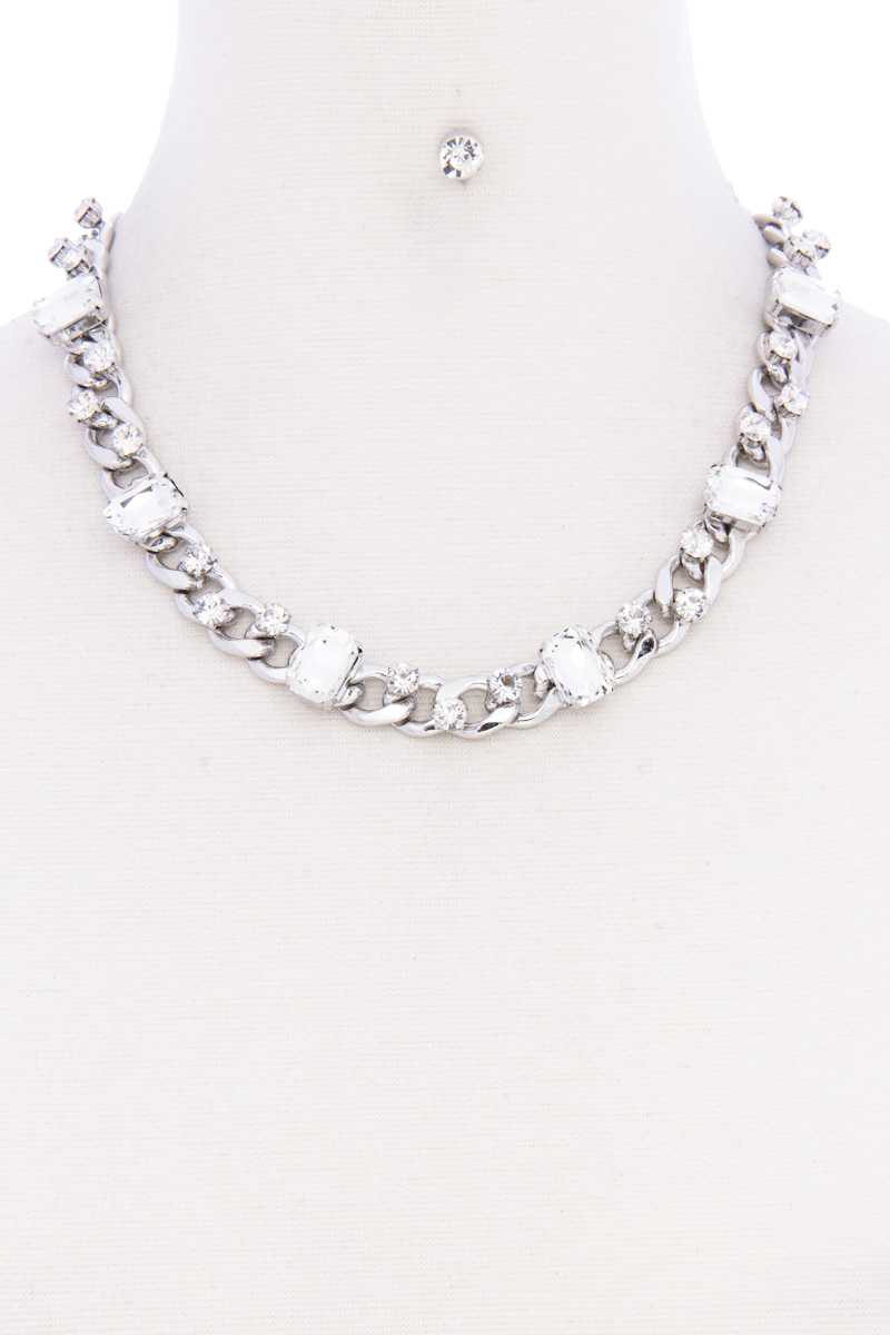 Collier à maillons cubains en strass