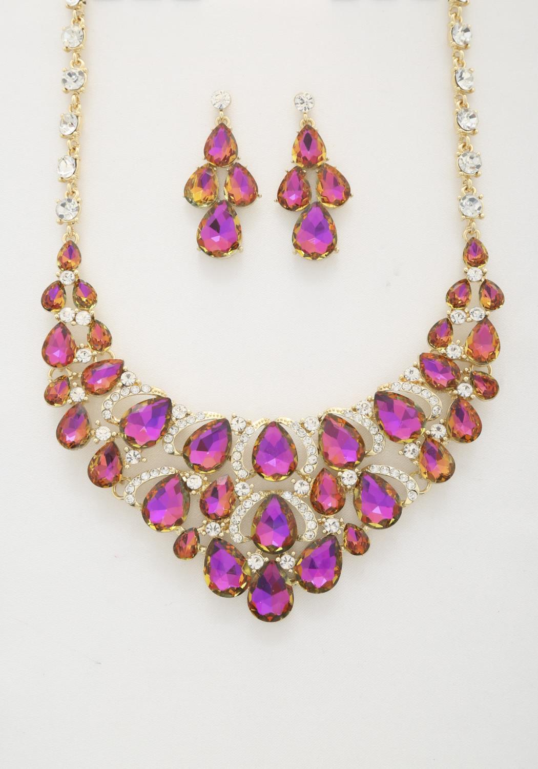 Collier à maillons en cristal en forme de larme