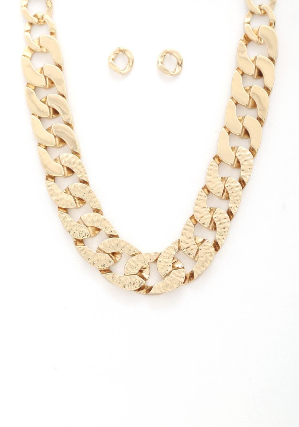 Collier à maillons gourmette en métal martelé