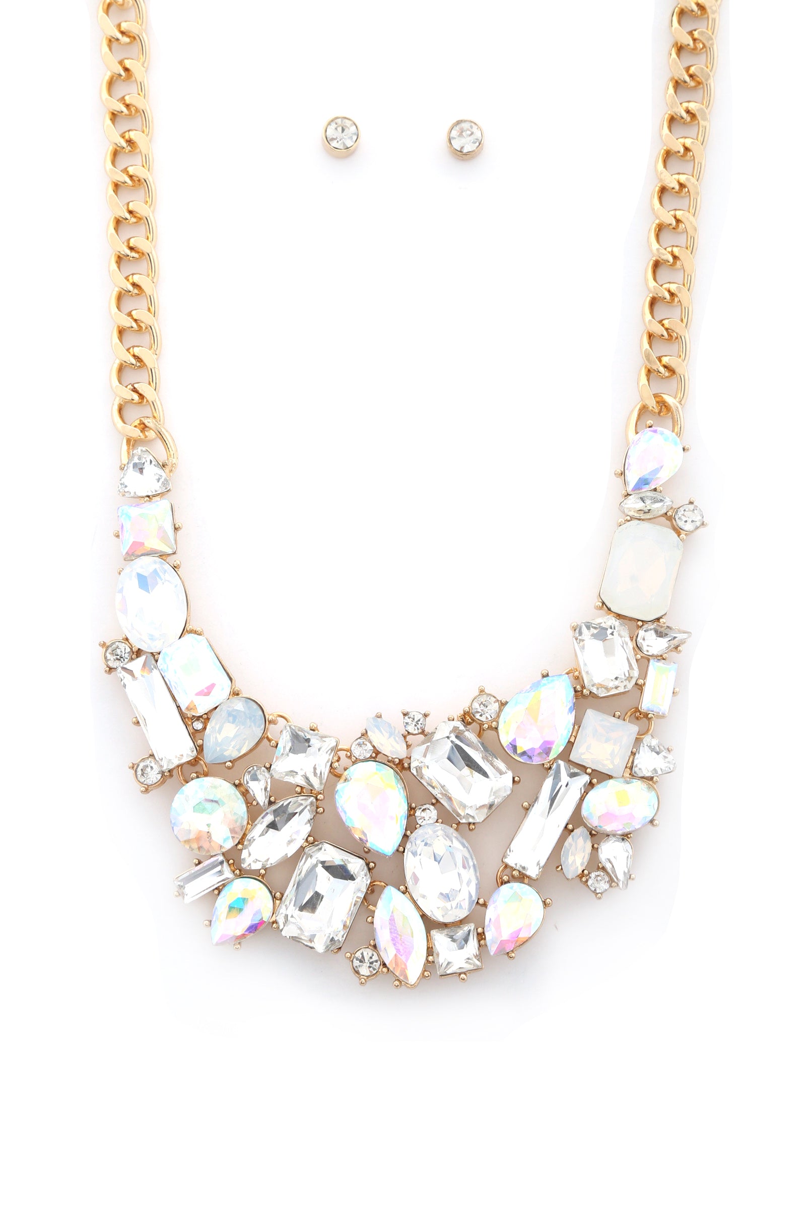 Collier de déclaration en strass en forme de rectangle en forme de larme