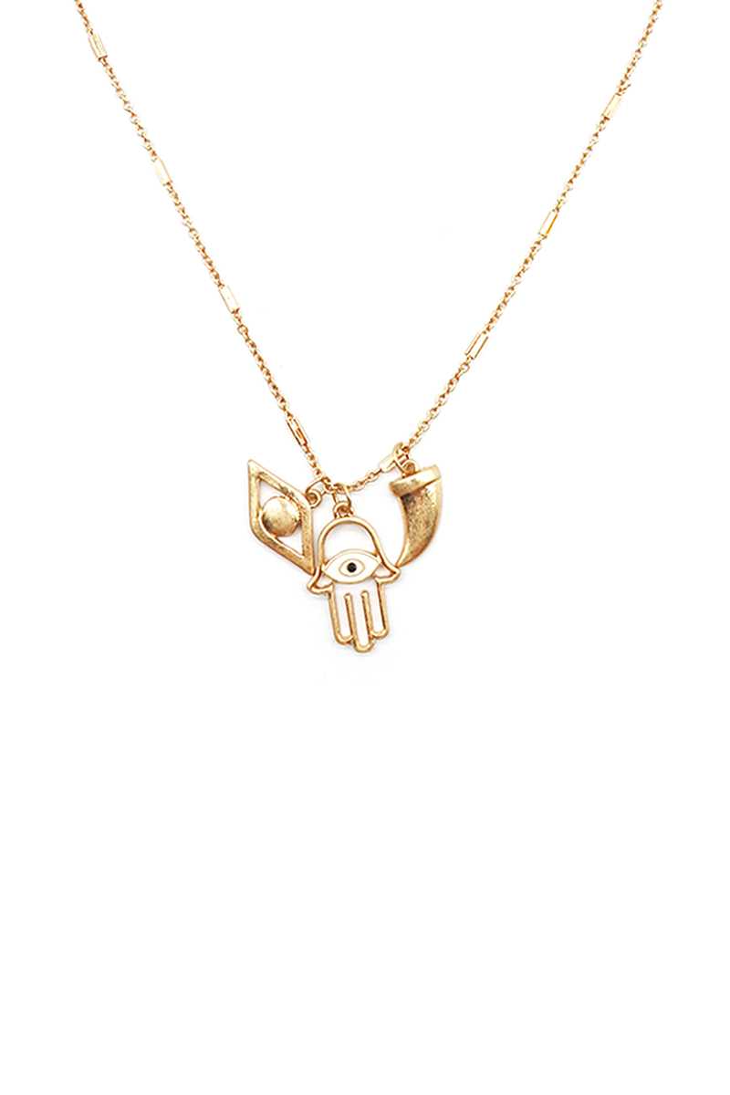 Collier de dent d'oeil de main de Hamsa en métal de mode