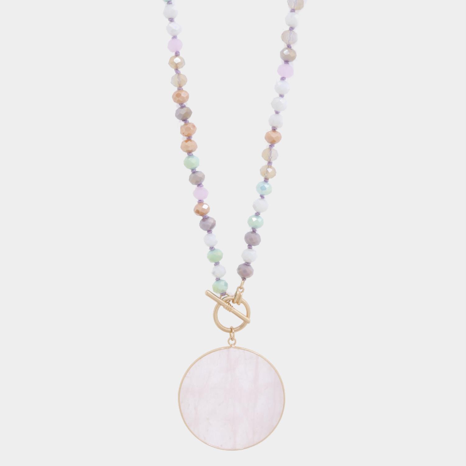 Collier de perles à disque de pierre