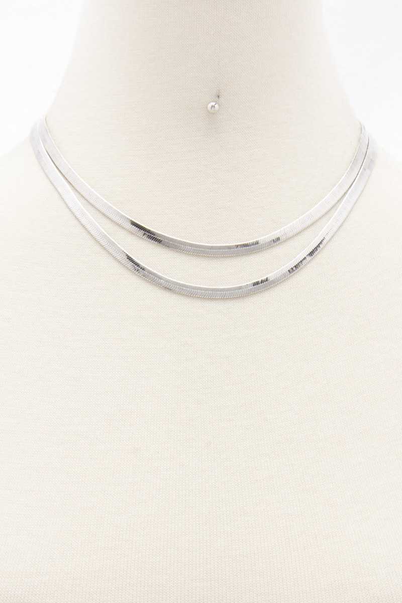 Collier double couche en laiton et métal à la mode avec ensemble de boucles d'oreilles