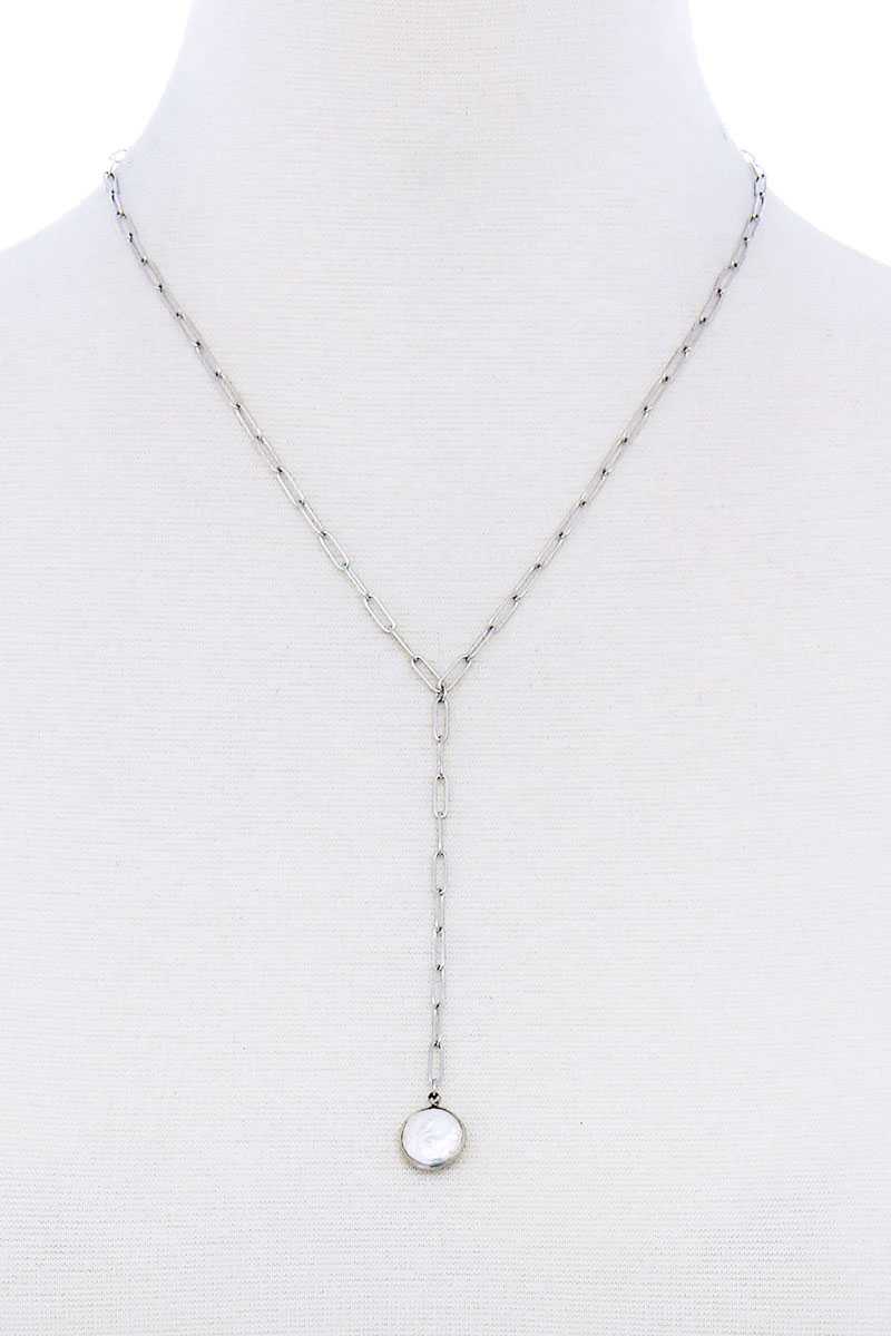 Collier élégant en Y avec chaîne à clip en forme de goutte de perles d'eau douce