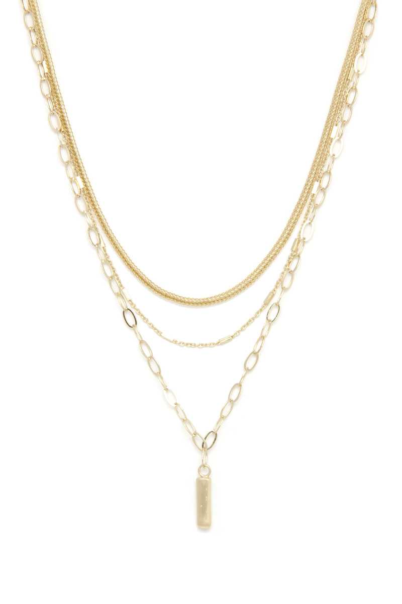 Collier en couches à maillons ovales avec barre en métal