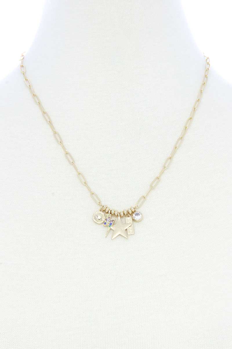 Collier en métal à breloque boulon d'éclairage étoile délicate