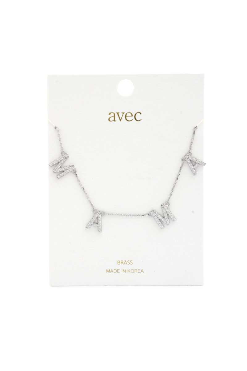 Collier en métal strass Mama