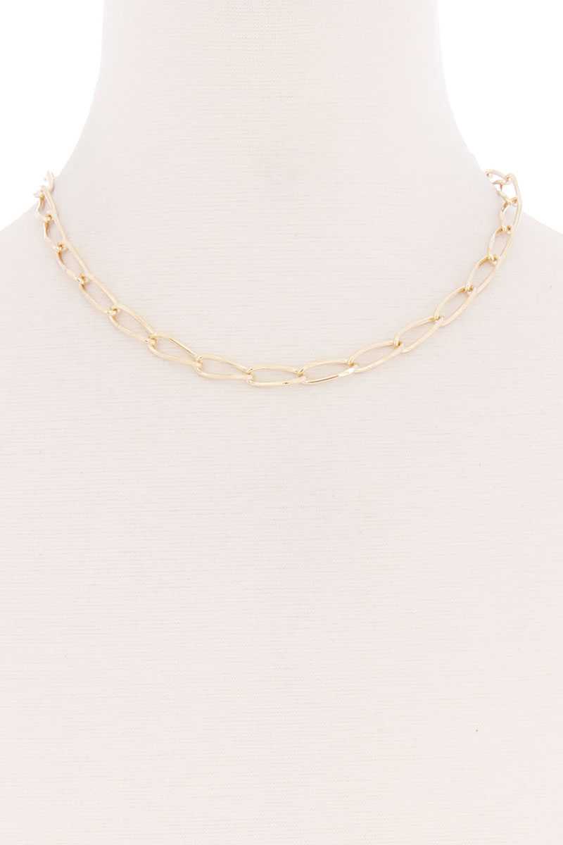 Collier en métal unique à chaîne ovale