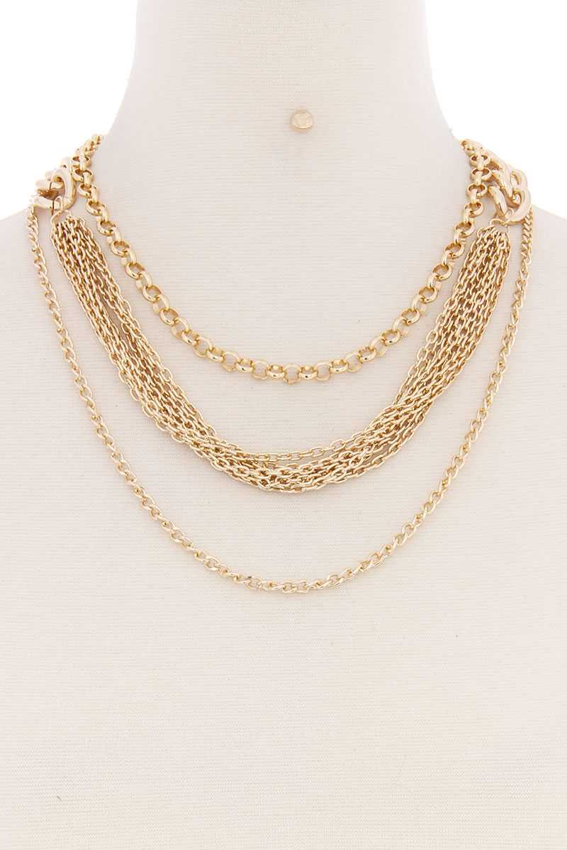 Collier multi-chaînes en métal superposé