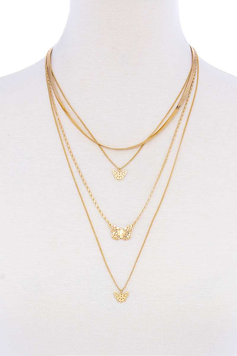 Collier papillon à chaîne multicouche Sodajo